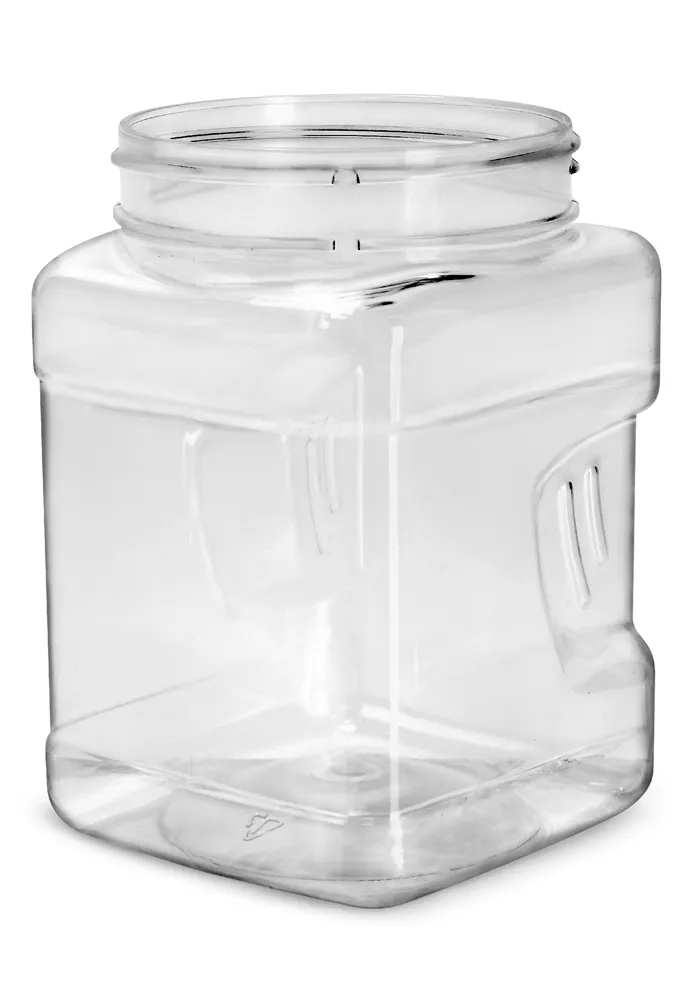 32 oz Clear PET Square Gripped Wide Mouth Jars (Bulk) Caps Not Included