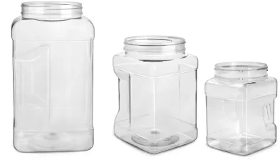 CSBD 1-Gallon Clear Plastic Jars With Ribbed Liner Screw On Lids, BPA Free,  PET Plastic, Made In USA, Bulk Storage Containers 2-Pack (1-Gallon)