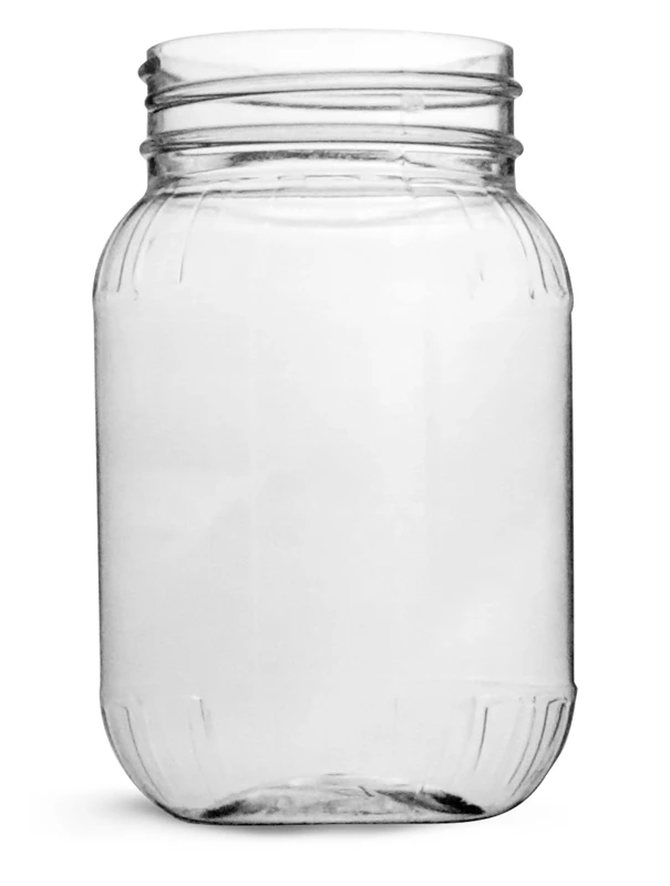 24 oz Clear PET Plastic Round Window Jars (Bulk)