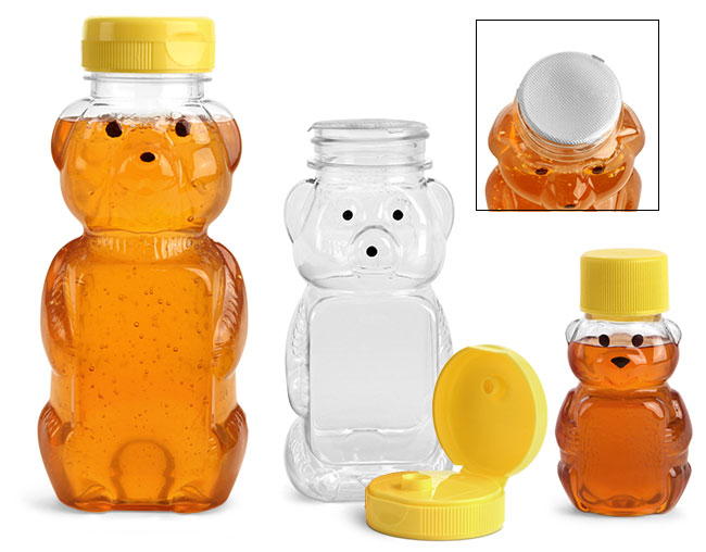 
Clear PET Honey Bears
w/ Yellow Snap Top Caps