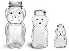 Clear PET Honey Bear Bottles (Bulk), Caps NOT Included