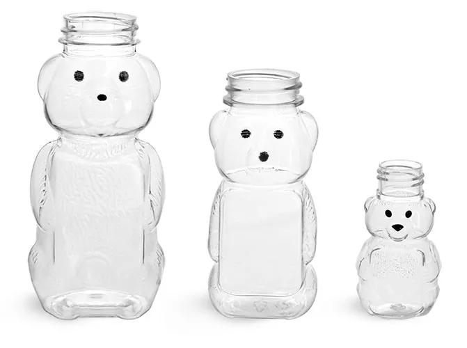 Clear PET Honey Bear Bottles (Bulk), Caps NOT Included