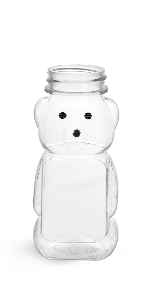 6 oz Clear PET Honey Bear Bottles (Bulk), Caps NOT Included