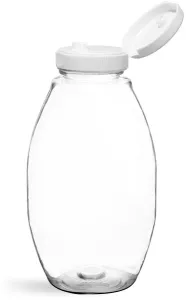 PET Clear Inverted Ovals w/ White Lined Snap Top Caps
