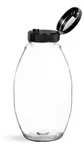Plastic Bottles, Clear PET Inverted Ovals w/ Black Lined Snap Top Caps