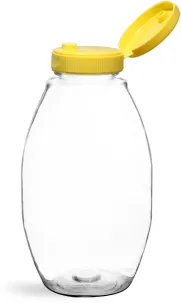 PET Clear Inverted Ovals w/ Yellow Lined Snap Top Caps