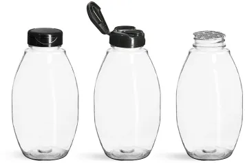 PET Clear Inverted Oval w/ Black Polypropylene Induction Lined Snap Top Caps