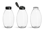 Clear Inverted Condiment Oval w/ Black Polypro Induction Lined Snap Top Caps