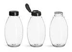 Plastic Bottles, Clear PET Inverted Oval w/ Black Polypro Induction Lined Snap Top Caps