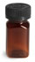 Amber PET Square Bottles w/ Black F217 Lined Child Resistant Caps