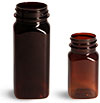 Plastic Bottles, Amber PET Square Bottles