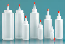 LDPE Plastic Bottles, Natural Cylinder Bottles w/ Long Tip Spout with Red Tip