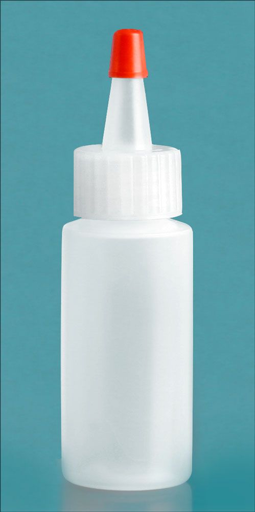 1 oz Natural LDPE Cylinders w/ Long Tip Spout with Red Tip