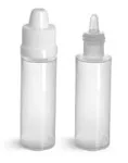 LDPE Plastic Bottles, Natural Cylinder Bottles w/ Dropper Tip Inserts and Ribbed Child Resistant Caps