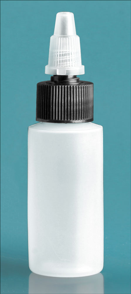 1 oz Natural LDPE Cylinders w/ Black/Natural Twist Top Caps