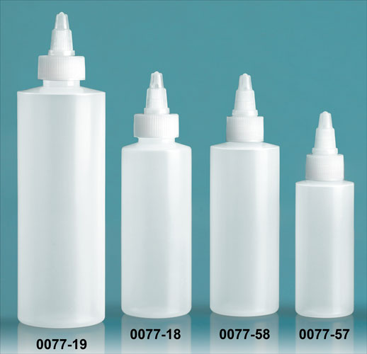 Plastic Bottles, Natural LDPE Cylinder Bottles With Natural Twist Top Caps