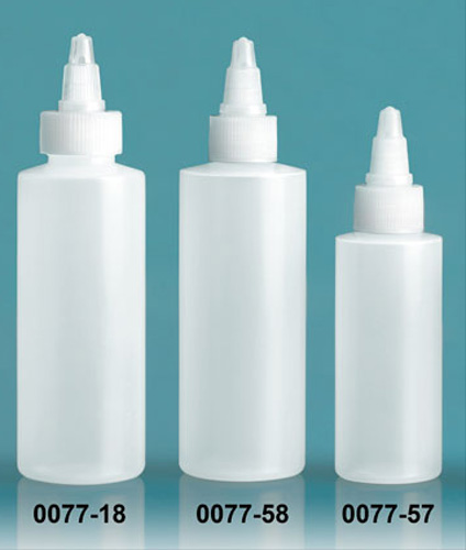 Plastic Bottles, Natural LDPE Cylinder Bottles With Natural Twist Top Caps