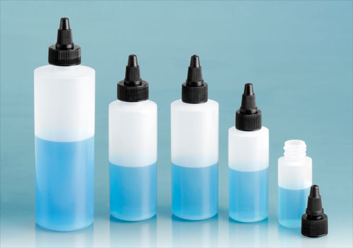 Plastic Bottles, Natural LDPE Cylinder Bottles w/ Black Twist Top Caps