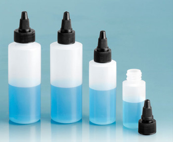 Plastic Bottles, Natural LDPE Cylinder Bottles w/ Black Twist Top Caps