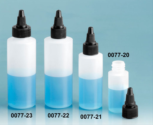 Plastic Bottles, Natural LDPE Cylinder Bottles w/ Black Twist Top Caps