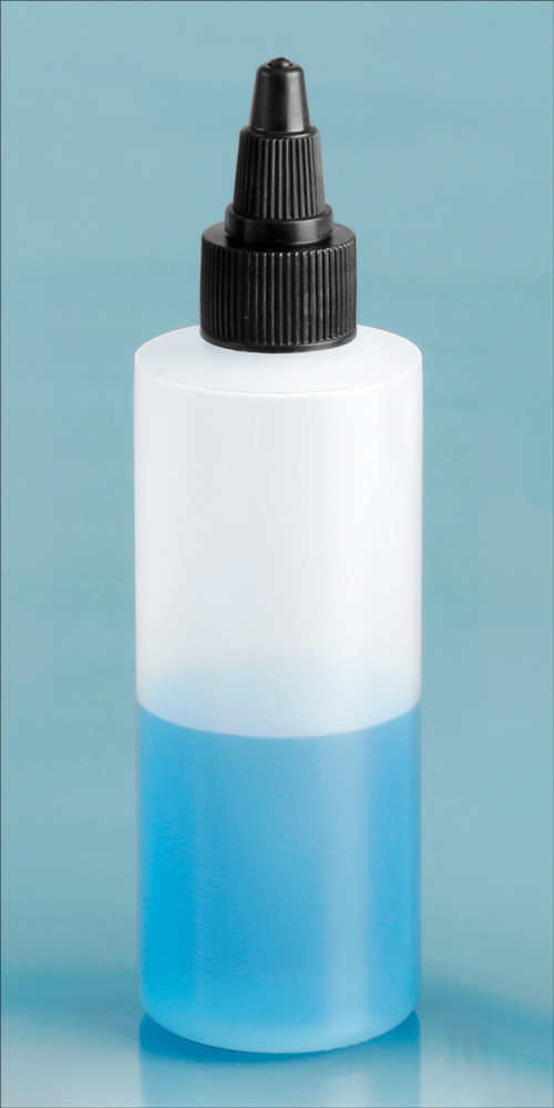 SKS Bottle & Packaging 4 oz Natural LDPE Cylinders w/ Black/Natural