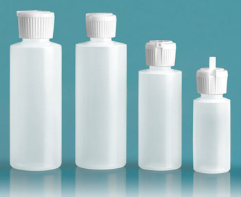 Plastic Bottles, Natural LDPE Cylinder Bottles With Flip Top Dispensing Caps