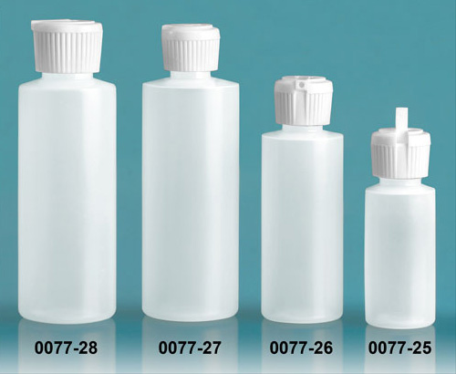 Plastic Bottles, Natural LDPE Cylinder Bottles With Flip Top Dispensing Caps