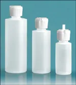 LDPE Plastic Bottles, Natural Cylinder Bottles w/ Flip Top Dispensing Caps