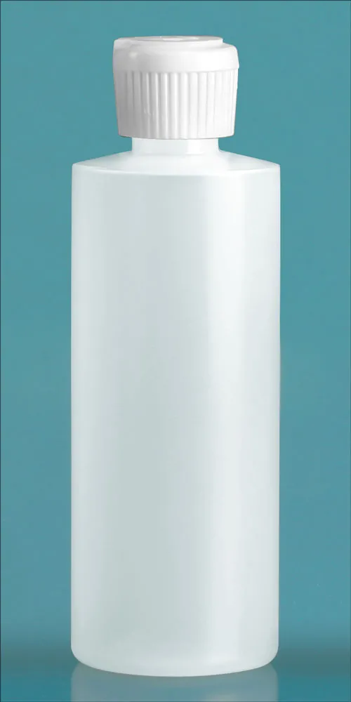 4 oz Natural LDPE Cylinder Squeeze Bottles w/ Flip Top Dispensing Caps
