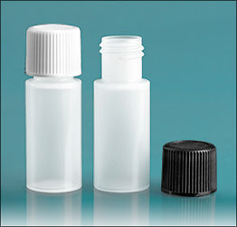 LDPE Plastic Bottles, Natural Cylinder Bottles w/ Screw Caps