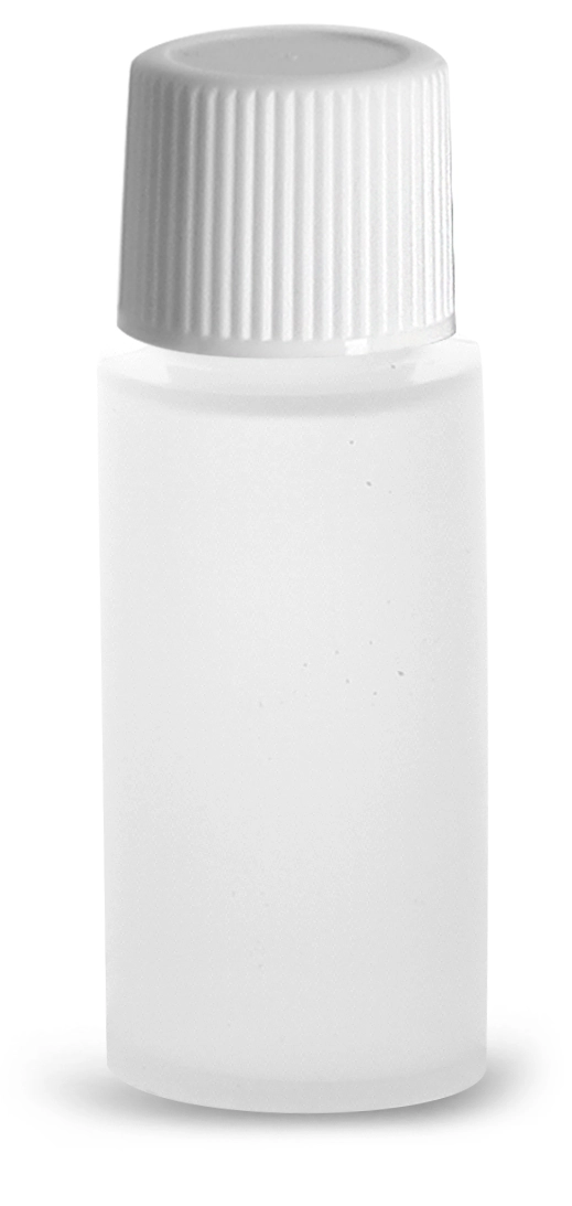 2 dram w/ White Cap Natural LDPE Cylinders Bottles w/ White Screw Caps