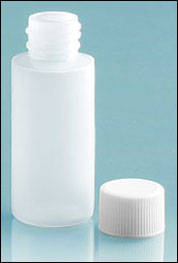 LDPE Plastic Bottles, Natural Cylinder Bottles with White Ribbed PE Lined Screw Caps