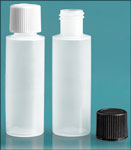 LDPE Plastic Bottles, Natural Cylinder Bottles w/ Screw Caps