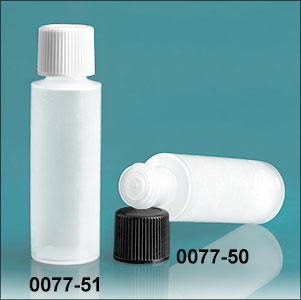 Plastic Bottles, Natural LDPE 1/2 oz Cylinder Bottles With Caps and Orifice Reducers