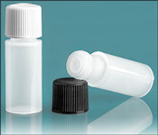 Plastic Bottles, Natural LDPE 2 Dram Cylinder Bottles w/ Cap and Orifice Reducer