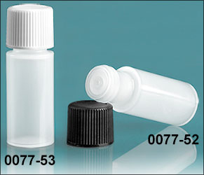 Plastic Bottles, Natural LDPE 2 Dram Cylinder Bottles w/ Cap and Orifice Reducer