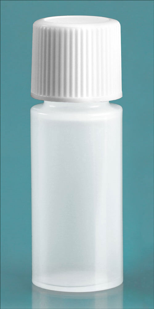 LDPE Plastic Bottles, Natural Cylinder Bottles w/ Caps and Orifice Reducer