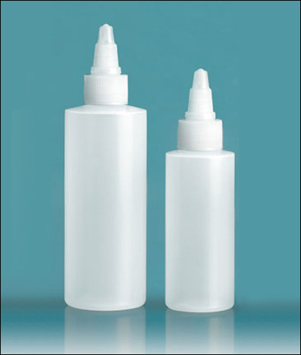 LDPE Plastic Bottles, Natural Cylinder Bottles w/ Natural Twist Top Caps