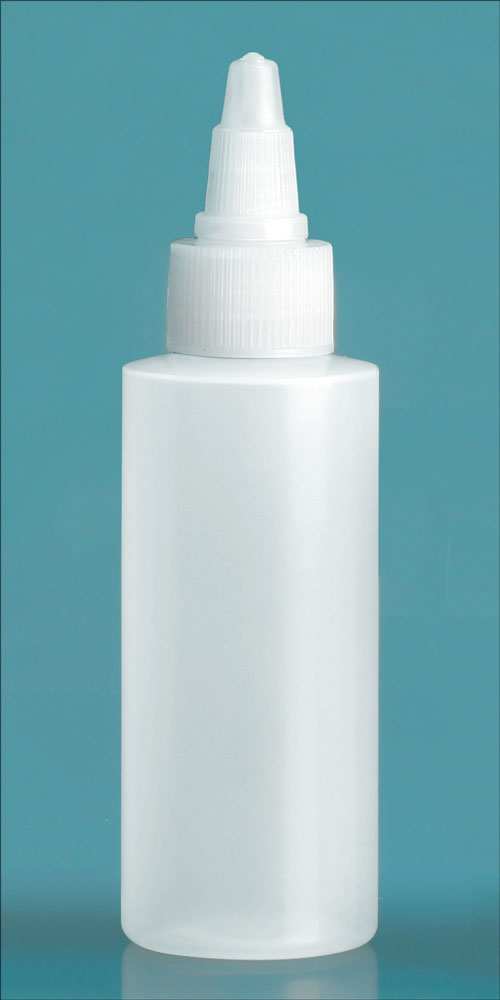 2 oz Natural LDPE Cylinders w/ Natural Twist Top Caps