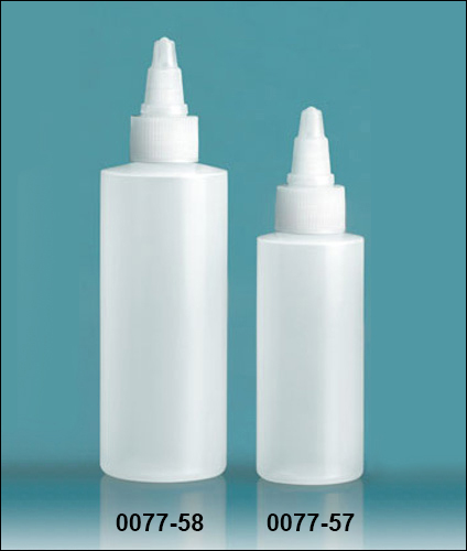Plastic Bottles, Natural LDPE Cylinder Bottles With Natural Twist Top Caps