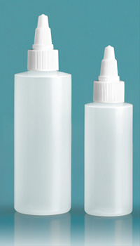 Plastic Bottles, Natural LDPE Cylinder Bottles With White Twist Top Caps