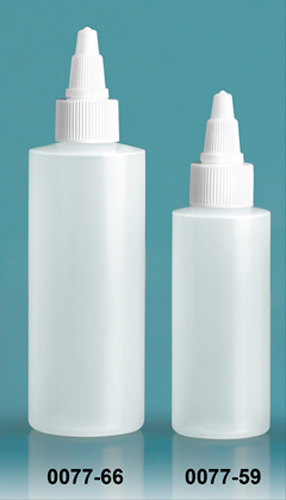 Plastic Bottles, Natural LDPE Cylinder Bottles With White Twist Top Caps