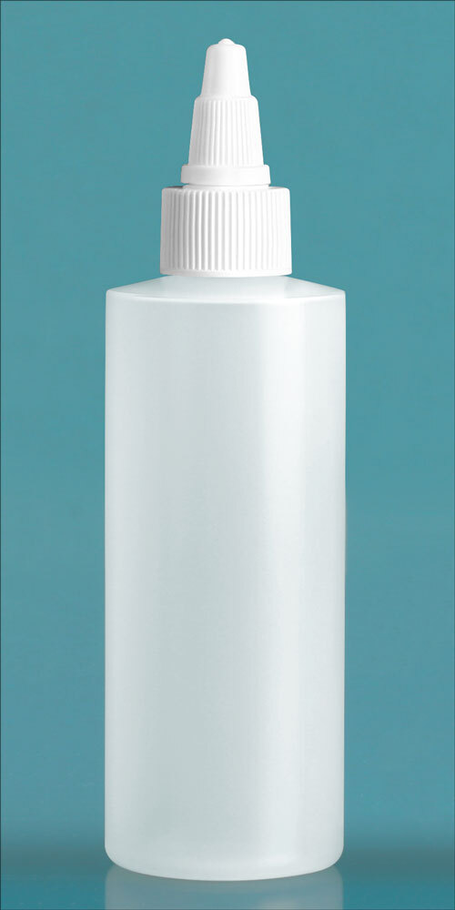 SKS Bottle & Packaging 4 oz Natural LDPE Cylinders w/ Black/Natural