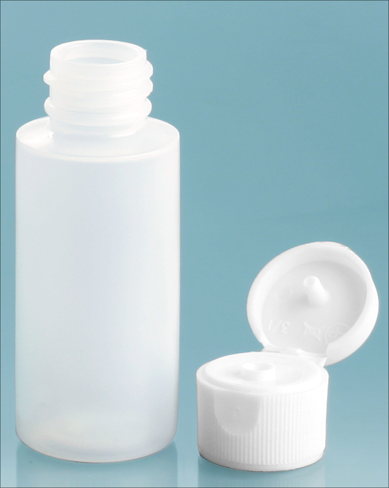 1 oz Natural LDPE Cylinders w/ White Ribbed Snap Caps