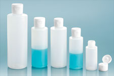 LDPE Plastic Bottles, Natural Cylinder Bottles w/ White Ribbed Snap Caps