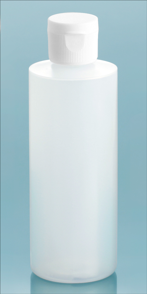 SKS Bottle & Packaging 4 oz Natural LDPE Cylinders w/ Black/Natural