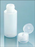 LDPE Plastic Bottles, Natural Cylinder Bottles w/ Natural Ribbed Snap Caps