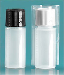 LDPE Plastic Bottles, Natural Cylinder Bottles w/ Plastic Ribbed Caps and Shrink Bands