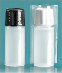 LDPE Plastic Bottles, Natural Cylinder Bottles w/ Plastic Ribbed Caps and  Shrink Bands
