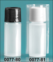 Plastic Bottles, Natural 1/4 oz LDPE Cylinder Bottles w/ Caps and Clear PVC Tamper Evident Shrink Bands